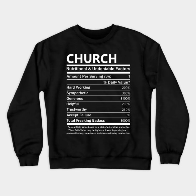 Church Name T Shirt - Church Nutritional and Undeniable Name Factors Gift Item Tee Crewneck Sweatshirt by nikitak4um